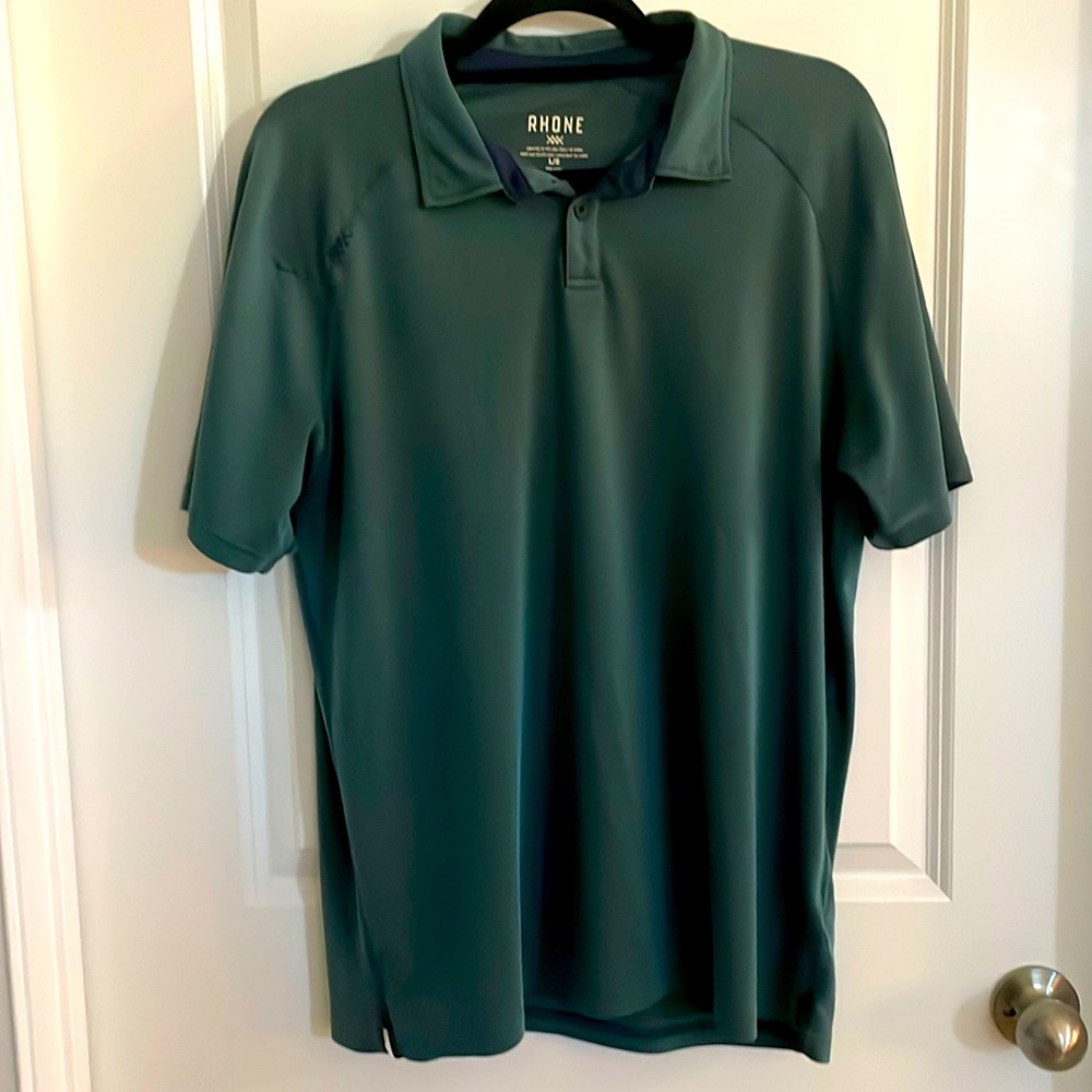 Rhone Polo Men’s Athletic Polo green Blue Large